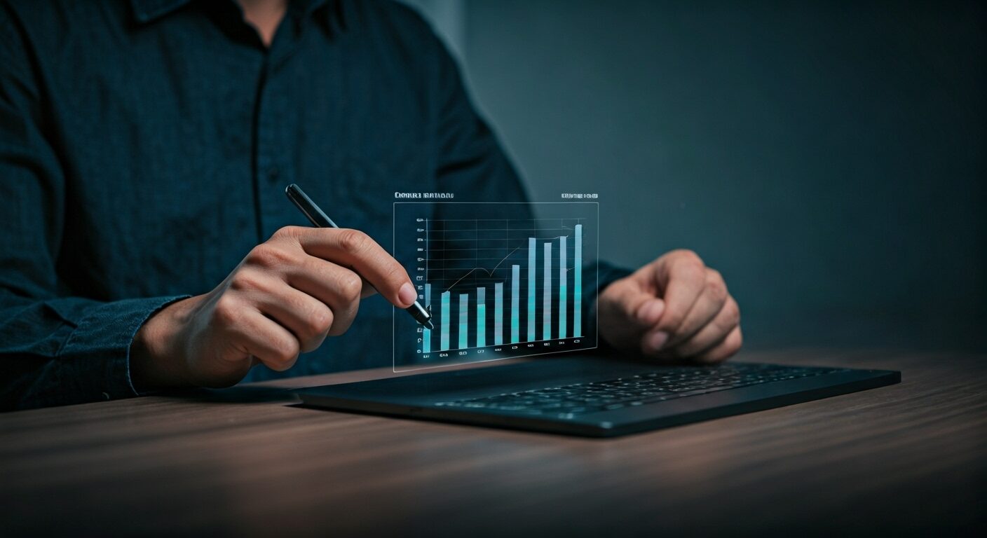 Painel digital mostrando um contador usando automações de 2025