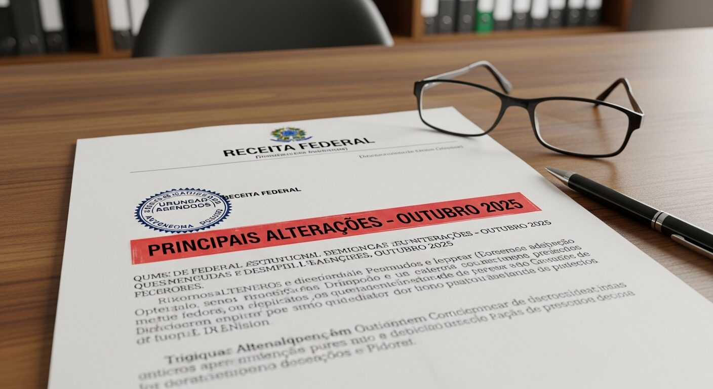 Documento oficial da Receita Federal com destaque para as principais alterações de outubro 2025